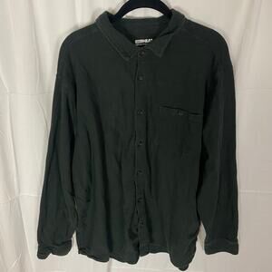 32 Degrees Heat XXL Cozy Button-Up Shirt Black Stretch Cotton Blend Long Sleeve